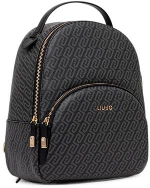 Liu Jo Monogram-Print Backpack - Black