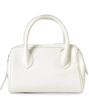 Skytos Mini Virginia Pebbled Leather Tote Bag - White