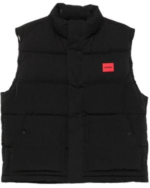 HUGO Quilted Logo-Patch Gilet - Black