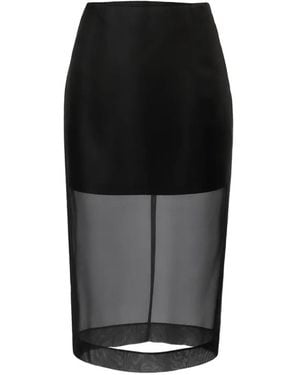 Carolina Herrera Organza Silk Midi Skirt - Black