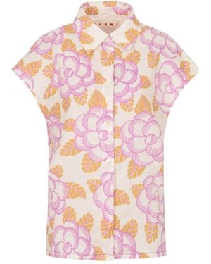 Marni Camisa Con Motivo Floral - Rosa