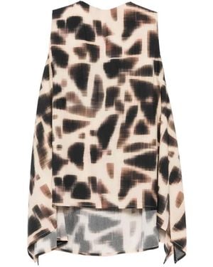 Psophia Abstract-Print Tie-Neck Top - White