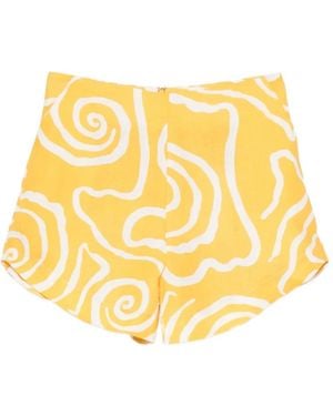 Cala De La Cruz Bahamas Abstract-Print Shorts - Metallic
