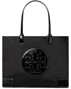 Tory Burch Ella エナメルレザーハンドバッグ - ブラック
