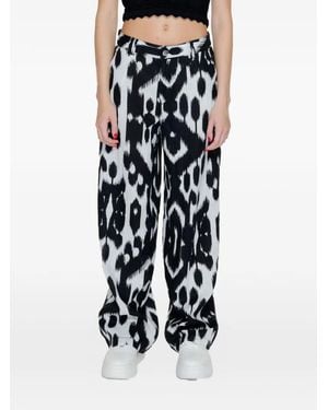 Street One Ikat-Print Wide-Leg Pants - White
