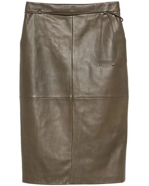 Max Mara Jupe Crayon En Cuir Nappa Naturel - Grey