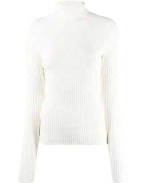 ANDREADAMO Ribbed-Knit Hoodie Top - White