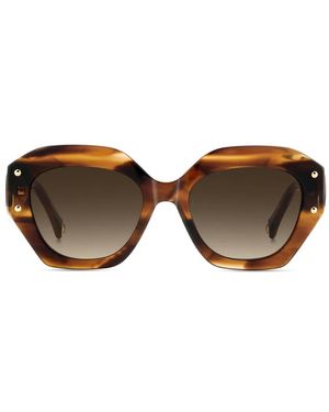 Carolina Herrera Geometric-Frame Sunglasses - Brown