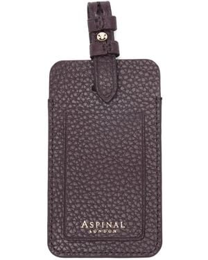 Aspinal of London Leather Luggage Tag - Purple