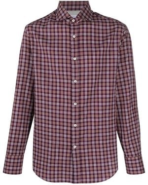 Brunello Cucinelli Checked Cotton Shirt - Red