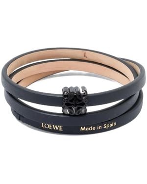 Loewe Anagram Triple-Wrap Leather Bracelet - White