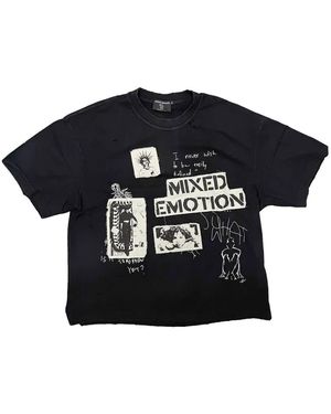Mixed Emotions Stamped Graphic-Patch T-Shirt - Black