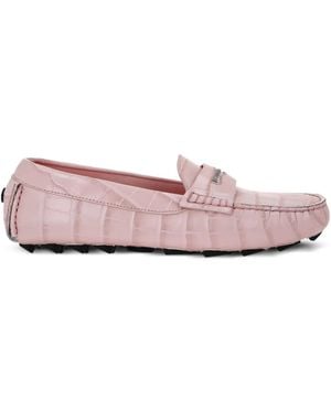 Philipp Plein Crocodile-Embossed Loafers - Pink