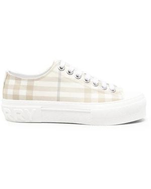 Burberry Plateau-Sneakers Mit Karomuster - Weiß