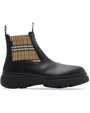 Burberry Leather Creeper Low Chelsea Boots - Black