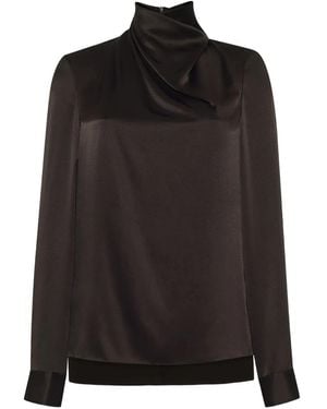 Adam Lippes Mizner High-neck Charmeuse Top - ブラック