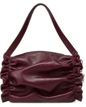 Repetto Small Opéra Ruched Calf-Leather Shoulder Bag - Purple