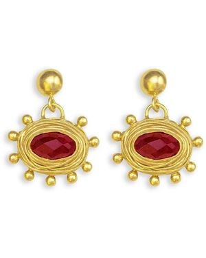 Ottoman Hands Ruby Zand Drop Earrings - Metallic