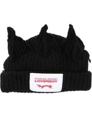 Charles Jeffrey Crown-Detail Beanie Hat - Black