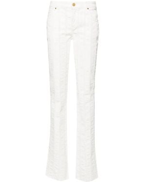 Blumarine Raw-Cut Detailed Slim-Leg Pants - White