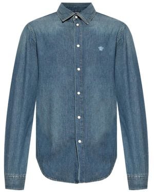 Versace Camisa vaquera con bordado Medusa - Azul