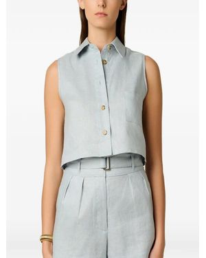 Hevron Chemise Crop Katja À Design Sans Manches - Blue