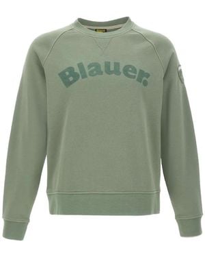 Blauer Logo-Print Raglan-Sleeve Jumper - Green