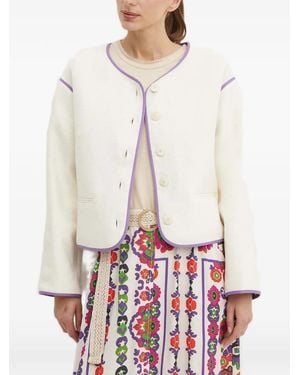 La Petite Francaise Voyage Button Contrast-Rim Jacket - White