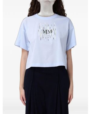 Max Mara Camiseta Con Logo Estampado - Azul