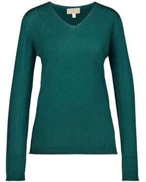 120% Lino V-Neck Jumper - Green