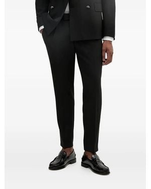 Karl Lagerfeld Flat-Front Pleated Trousers - Black