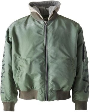 Satoshi Nakamoto Hooded Graphic Bomber Jacket - Green