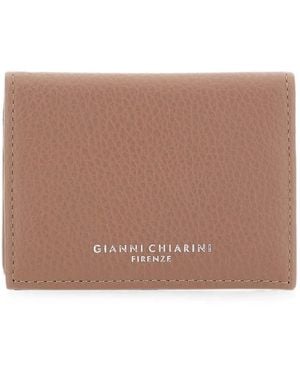 Gianni Chiarini Dollaro Pebbled Leather Card Holder - Brown