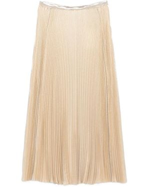 JOSEPH Essai Lamé Pleated Midi Skirt - Natural