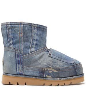 Acne Studios Denim-Print Boots - Blue
