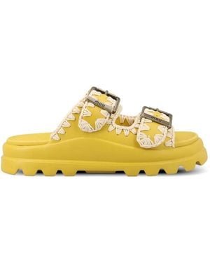 Mou Eva Two-Buckle Sandals - Yellow