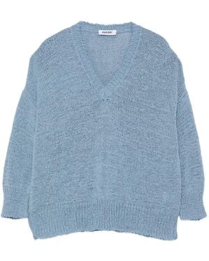 Base London Pullover mit V-Ausschnitt - Blau