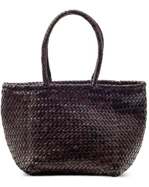 Dragon Diffusion Woven Handle Shoulder Bag - Black