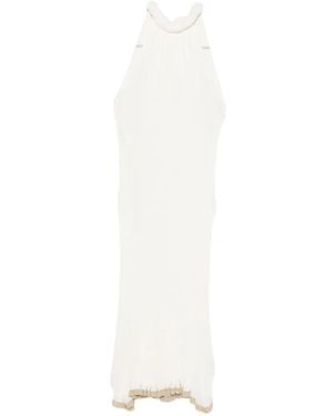 Alberta Ferretti Pleated Halterneck Dress - White