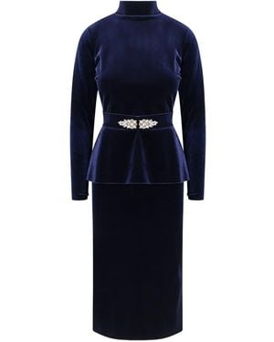 La Petite Robe Di Chiara Boni Vestido Haby con cuello alto - Azul