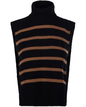 DAVANTINO Turtleneck Striped Vest - Black