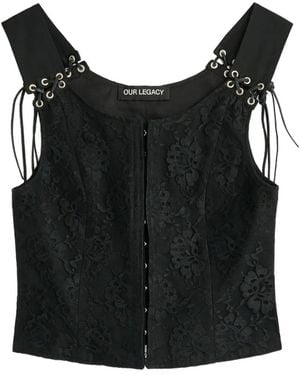 Our Legacy Tough Lace-Overlay Eyelet-Detail Vest - Black