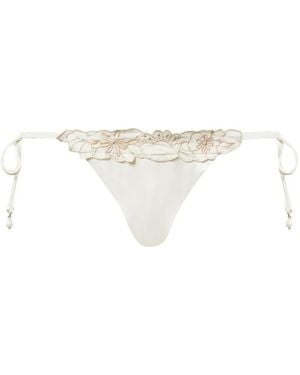 Twinset Bragas De Bikini Con Bordado Floral - Blanco