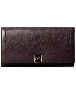 Calvin Klein Logo-Plaque Foldover Wallet - Purple