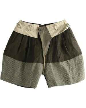 Ziggy Chen Panelled linen shorts - Grün