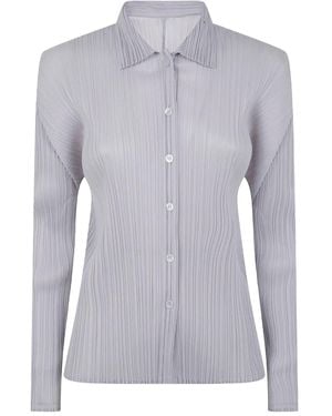 Pleats Please Issey Miyake Pleated Long-Sleeved Shirt - Blue