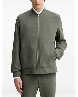 Les Deux Herringbone Zip-Up Jacket - Green