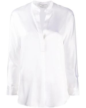 Vince Open Neck Loose Fit Blouse - White