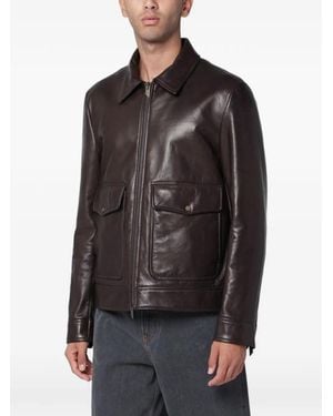 Salvatore Santoro Zip-Up Leather Jacket - Black