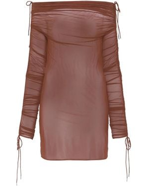 Atlein Off-Shoulder Mini Dress - Brown